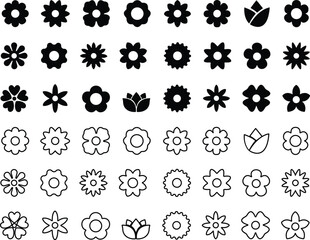 Flowers icon in flat line set. isolated on transparent background