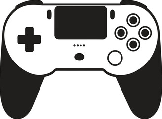 A black game controller silhouette flat design vector illustration isolated on white background