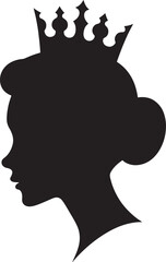 A black queen silhouette flat design vector icon logo illustration isolated on white background