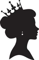 A black queen silhouette flat design vector icon logo illustration isolated on white background