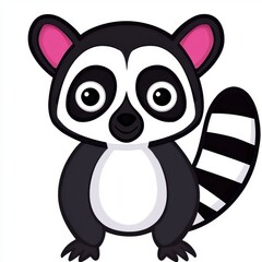 Fototapeta premium Cute Cartoon Ring Tailed Lemur Illustration
