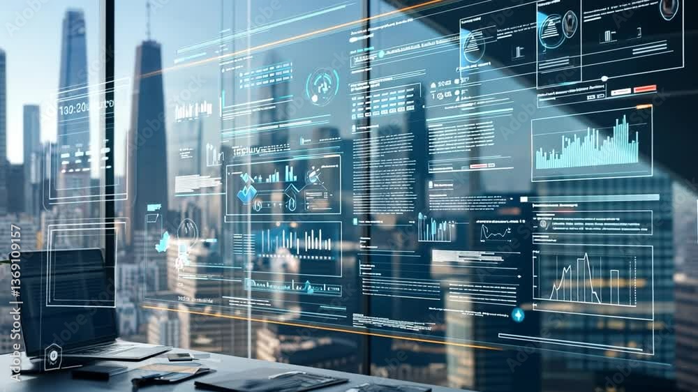 Poster holographic productivity hub displays interactive tasks and events generative ai