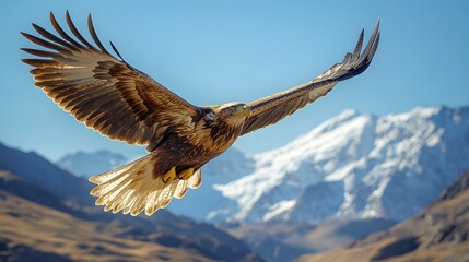 Fototapeta premium Eagle Soaring Over Mountains