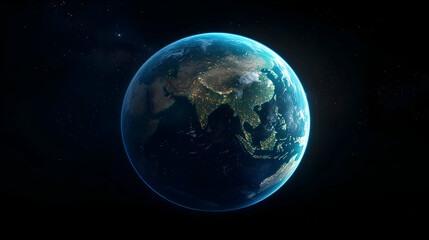Digital Illustration Of Earth At Night With City Lights