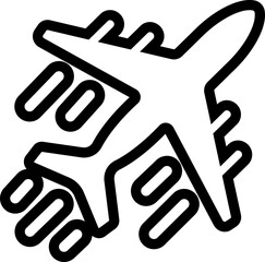 Airplane aviation icon in flat. isolated on transparent background