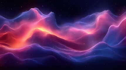 Fototapeta premium Ethereal Abstract Landscape with Colorful Wave Patterns in Space