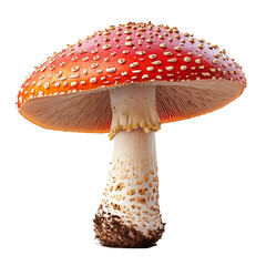 Red toadstool mushroom amanita muscaria fungi nature isolated on transparent background