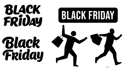 Black Friday Black Vector Silhouette on White Background | Shopping Sale Illustration | Discount & Promotion Graphic | Minimalist & Editable Design