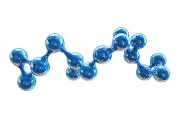 Blue molecule structure 3d render icon isolated on white background