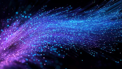 A 3D illustration of optical fiber represented by abstract orange particles

