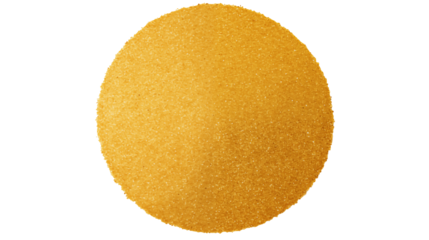 A golden circle on a black background in a close up shot