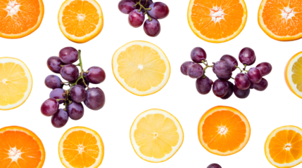 Citrus Fruits Grapes Healthy Food Pattern Background Design Vitamin C Freshness Still L