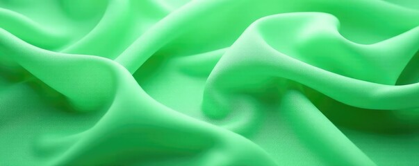 Obraz premium Soft green texture chiffon fabric falls gently on the ground, fabric, organic, delicate
