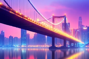 Obraz premium Vibrant City Bridge at Dusk