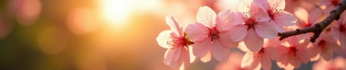 Obraz premium Soft peach blossoms in the gentle morning light, trees, natural world