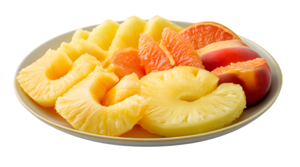 A plate of fresh tropical fruits including slices and chunks perfect for healthy eating and cu