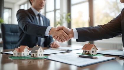 Real Estate Deal &ndash; Business Handshake Between Professionals in Office