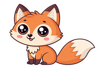 Obraz premium Sticker template with fox in kawaii style isolated on transparent background - generated by ai