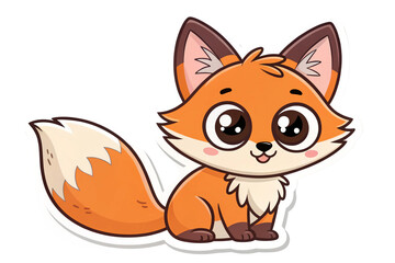 Sticker template with fox in kawaii style isolated on transparent background - generated by ai