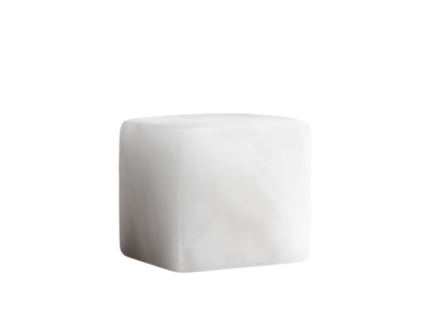 Minimalist White Marble Cube on Plain Background for Modern Design Concepts