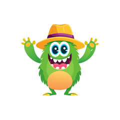 Cute Monster Character Vector Illustration as Toothy and Furry Mutant with Friendly Face Vector