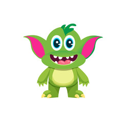 Cute Monster Character Vector Illustration as Toothy and Furry Mutant with Friendly Face Vector
