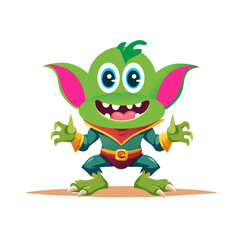 Cute Monster Character Vector Illustration as Toothy and Furry Mutant with Friendly Face Vector