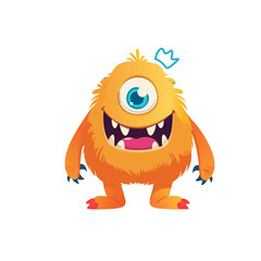 Cute Monster Character Vector Illustration as Toothy and Furry Mutant with Friendly Face Vector