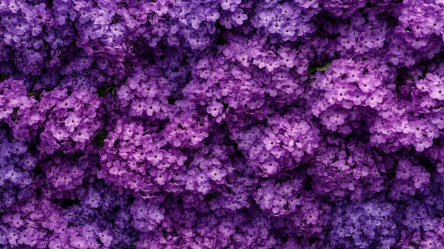 A dense cluster of vivid purple hydrangeas creates a stunning floral scene.