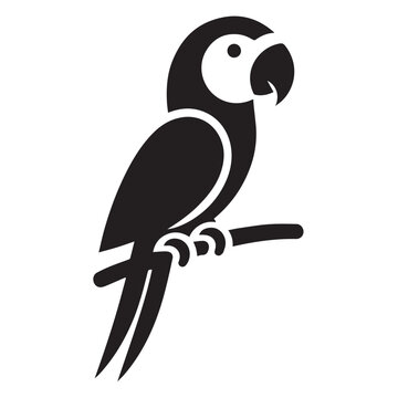 Parrot silhouette black and white vector icon