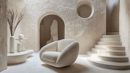 Obraz premium Cozy Armchair in Modern Interior with Architectural Design Elements