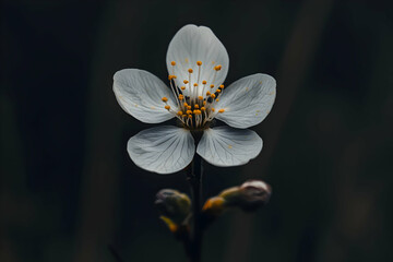 Close Up of a Delicate White Flower Against a Dark Background