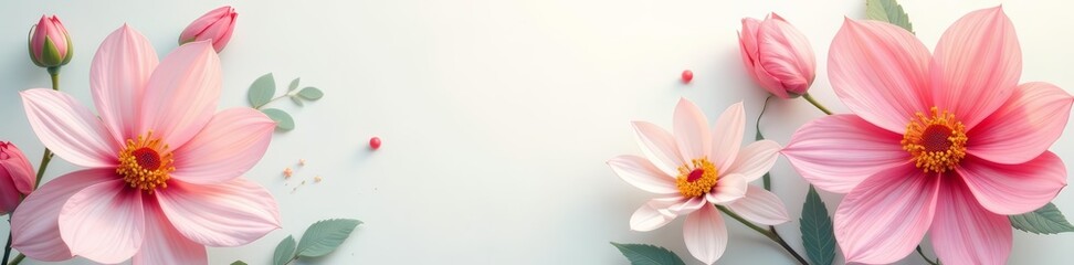 Close-up of white floral background with vibrant colors and soft light, flora, vibrant, elegant