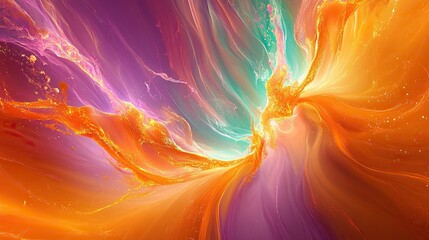 Colorful tendrils of liquid light flowing outward in bursts resembling flowing molten streams