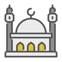 Mosque Building filled outline icon. Mosque color outline icon.