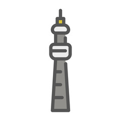 Tower filled outline icon. Tower color outline icon.
