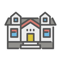 Big House filled outline icon. House color outline icon.
