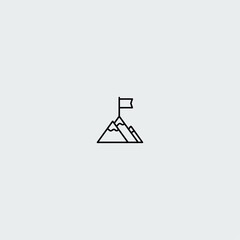 Peak mountain restaurant icon logo flat vector design
