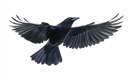 Majestic Raven in Flight: A Study in Avian Elegance