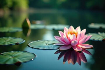 Intricate water lilies bloom across serene lake surface , nature, still, floral
