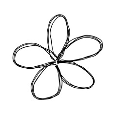 シンプルな花の手描きアイコン 複数の線が重なったモノクロのベクターイラスト