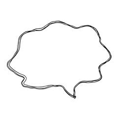 うねうねした吹き出しの手描きアイコン 複数の線が重なったモノクロのベクターイラスト