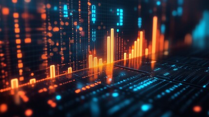 Business financial chart with moving up arrow graph, stock market investment data and analysis