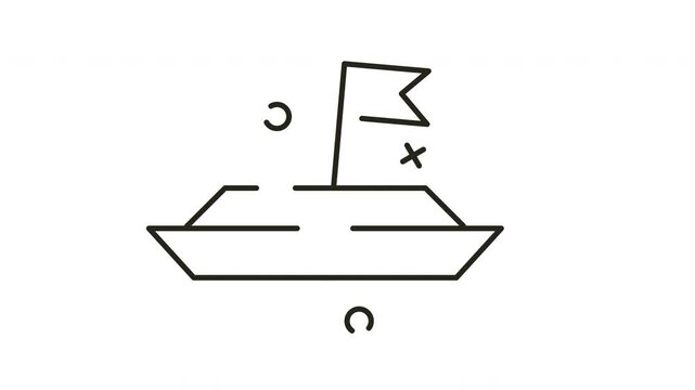 Animation Icon Minimalist Boat Line Art