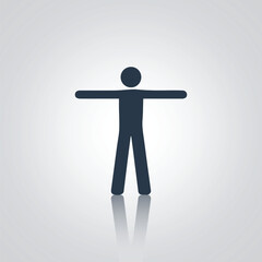Boy standing in open arms, A man doing exercises icon,