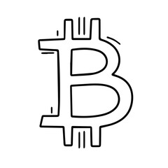 Bitcoin symbol in a minimalist style against a white background  