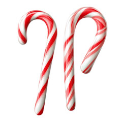 Candy canes red and white striped isolated on transparent background a