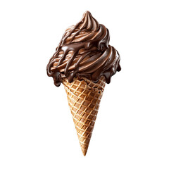 chocolate ice cream cone isolated on transparent background a