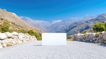 Blank billboard in a mountain landscape