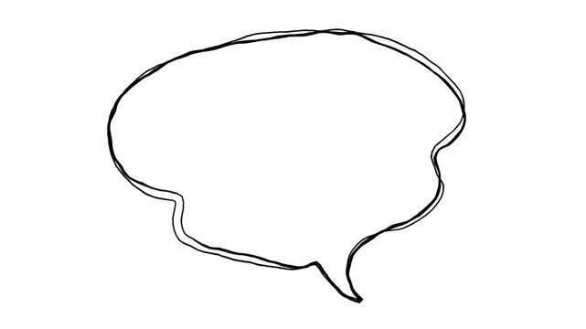 もこもこの吹き出しの落書きイラスト 線が動く手描きのアイコン動画 ループする4Kアニメーション